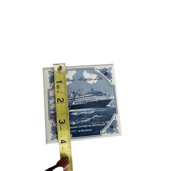 Holland America Line Ceramic Tile Coasters Set Of 2 With Cork Backing - Picture 4 of 6